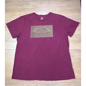 Oakley Regular Fit Logo Graphic T Shirt Burgundy Cotton Men's‎ XXL